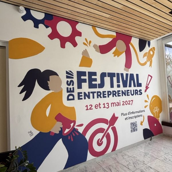 Fresque murale CCI Marne-Ardennes illustrative festival des entrepreneurs