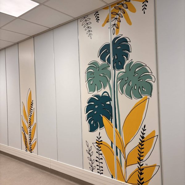 Fresque murale décorative couloir feuillages Polissonne